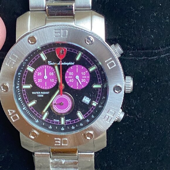 NEW Tonino Lamborghini Men's Chronograph Diamond Bezel Stainless Steel Watch - Picture 8 of 16